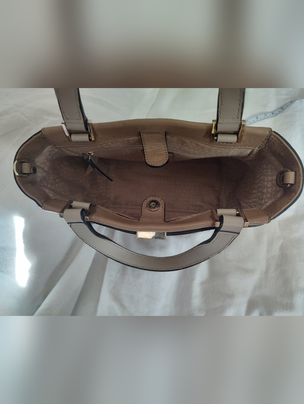 kate spade Two-Tone Taupe & White Structured Top-Handle Crossbody - Picture 9 of 12